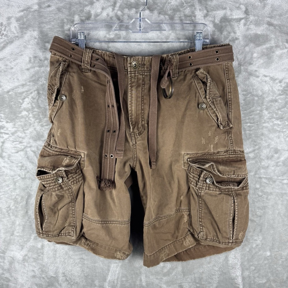 Vintage Mossimo Heavy Shorts Mens 34 Cargo Drawstring Cotton Baggy Y2K Belt
